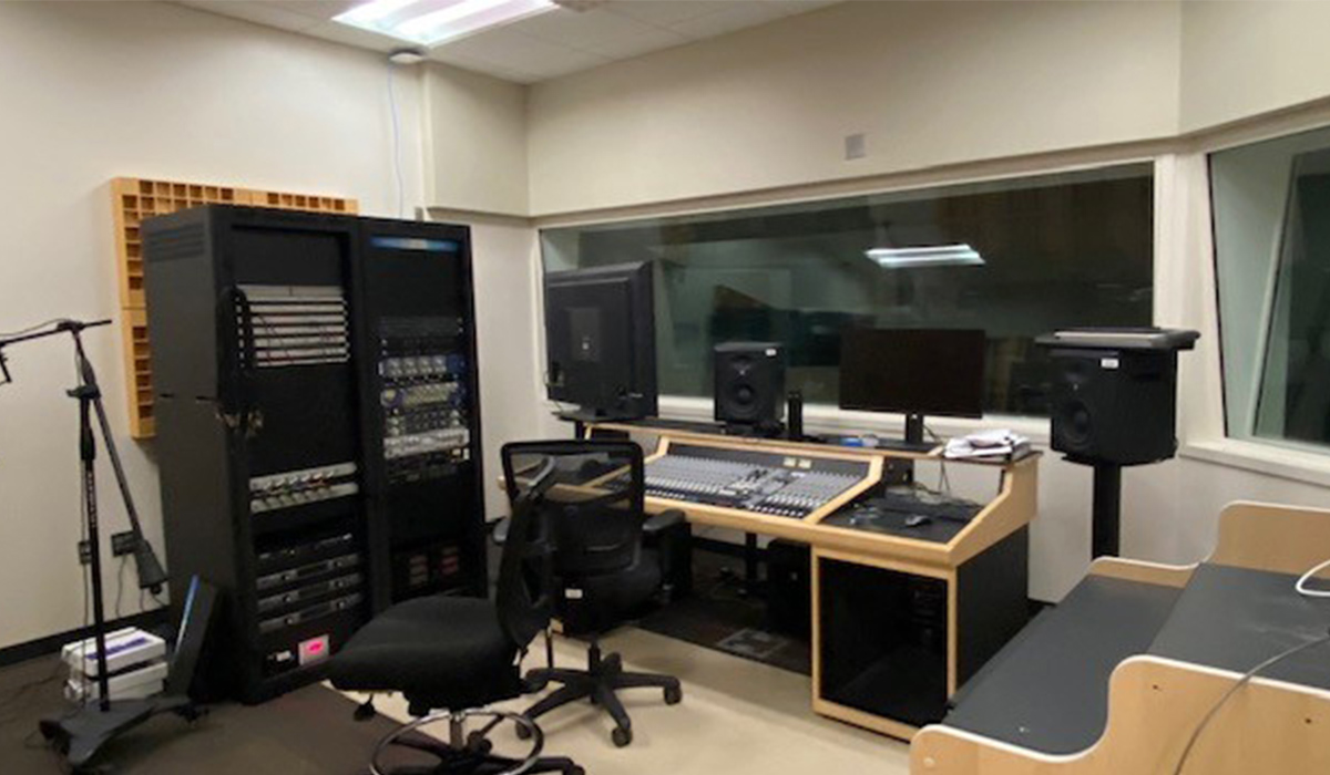 The recording studio in the Music and Art Center.