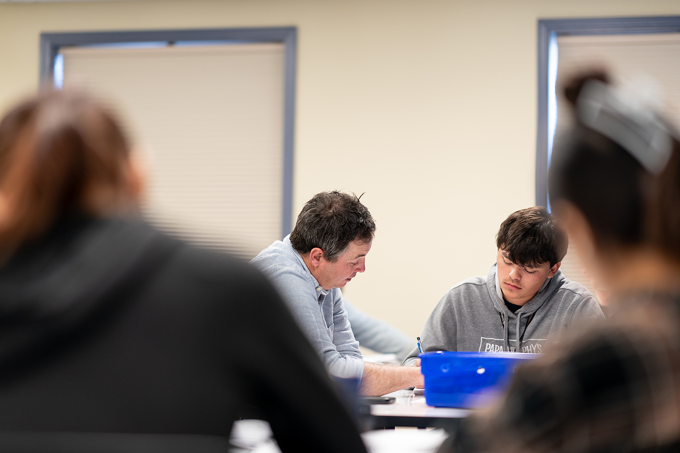 Professor teaching student