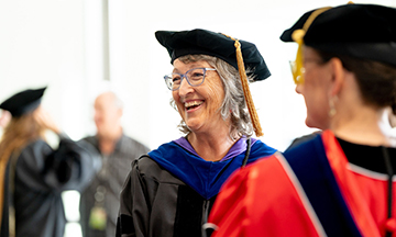 Dr. Joan Qazi at the 2025 Wenatchee campus commencement ceremony.