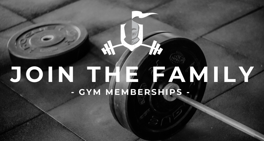 Memberships text over an image of weights