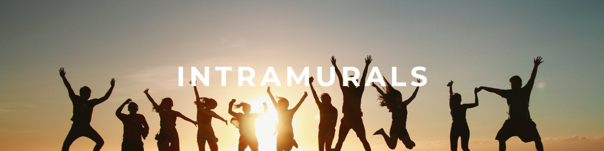 Intramurals text over an image of people jumping